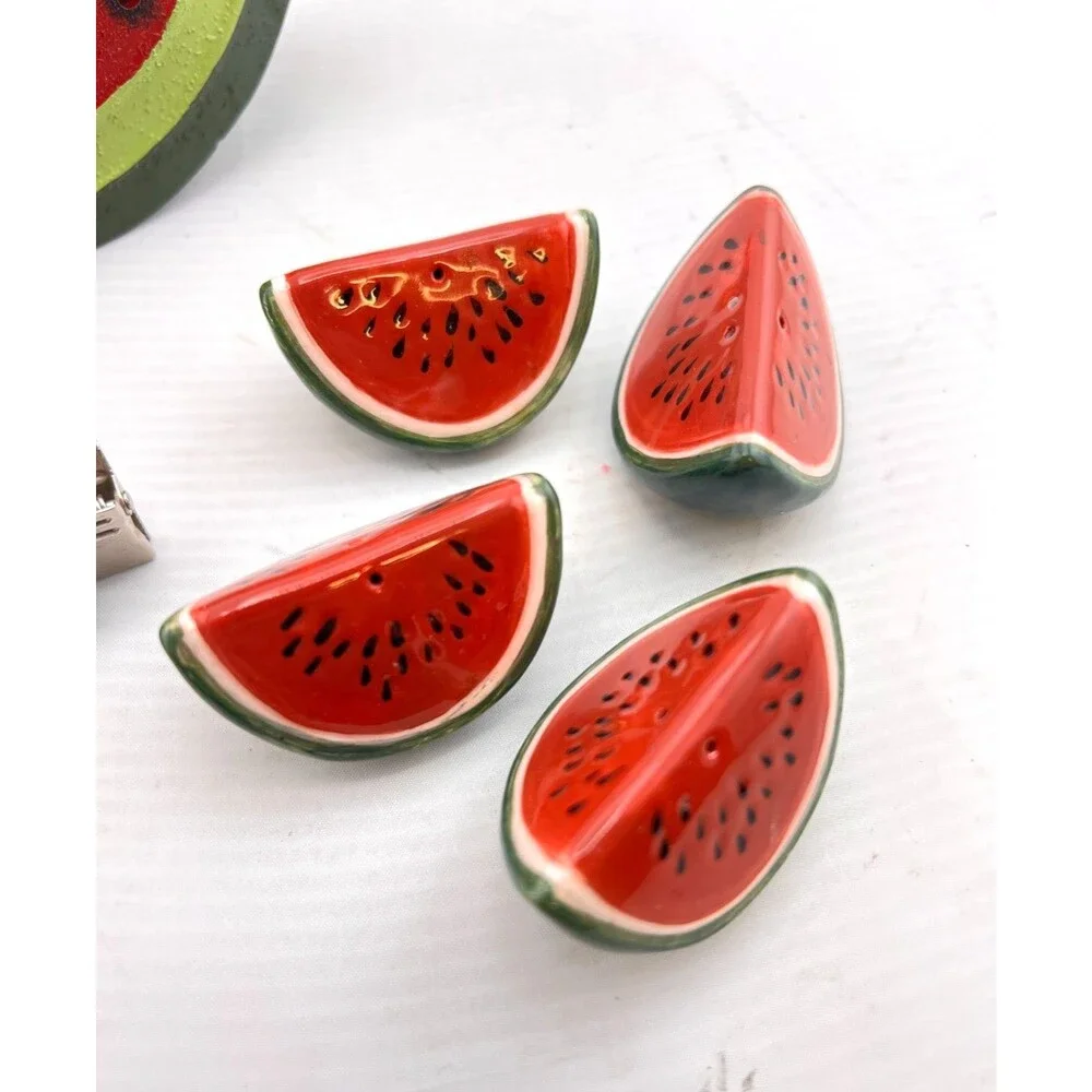 Watermelon Picnic Party Lot Salt & Pepper Shakers Tablecloth Clips Candle Holder